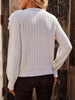 Long Sleeves Buttoned Ruched Embroidered V-Neck Sweater Tops