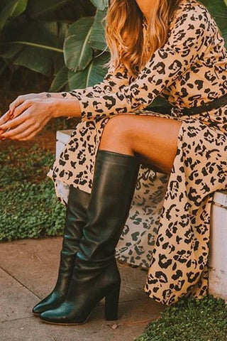 Drape High Heel Knee Boots
