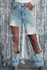 Dripping Diamonds Chain Cut Out Side Pocket Straight Leg Jeans
