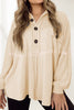Keep It Cozy and Cute Textured Button Front Pocket Relaxed Pullover