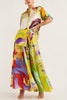 Reiss Satin Multi Print Drawstring Elastic Waist Swing Maxi Skirt