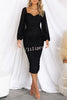 Iconic Crush Ruched Long Balloon Sleeve Mesh Overlay Midi Dress
