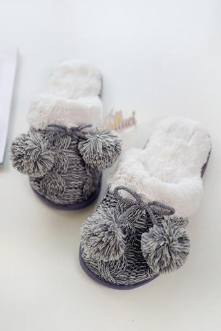 Pom Pom Crochet Fuzzy Slipper