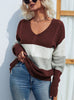 CONTRASTING TWIST PULLOVER V-NECK SWEATER
