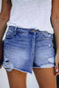 Ripped & Repaired Denim Skirt Shorts