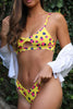 Unique Printed Cutout Suspender Bikini