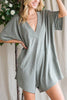 Deep V Neck Solid Color Romper