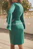 Twas The Night Ruched Waist Bell Sleeve Formal Midi Dress