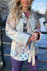Unique Can Everywhere Patchwork Contrast Print Belted Pocketed Jacket
