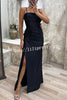 Love Lasts Forever Satin Corset Back Lace-up Slit Maxi Dress