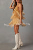 Rodeo Nights Fringed V Neck Mini Dress