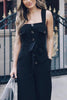 Button Pockets Belted Slip Jumpsuit