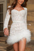 Dance You Through The Night Sequin Feather Party Dress