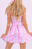 Barbie Pink Plaid Printed Bow Tie Mini Dress