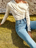 Stylish Long Sleeves Asymmetric Neck Solid Color T-Shirts Tops