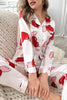 Beautifully Printed Lapel Pocket Button Lounge Pant Suit