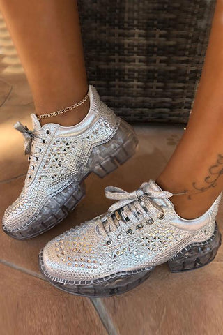 Rhinestone Lace Up Sneaker
