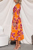 Feeling Loved Floral Print Back Cutout Pleated Midi Dress