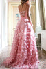 Daydream Off Shoulder Embroidered Tulle Floral Back Lace-up Prom Formal Maxi Dress