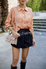 Solid Color Single Breasted Fringed Long Sleeve Shirt