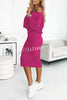 Solid Color Loose Hoodie and Stretch Tank Midi Dress Set