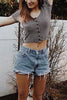 Button O Neck Short Sleeve T Shirt