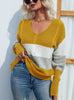 CONTRASTING TWIST PULLOVER V-NECK SWEATER