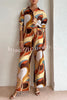 Soraya Vista Print Elastic Waist Pocketed Wide Leg Pants