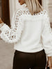 Simple Loose Hollow Embroidered Split-Joint Round-Neck Sweater Tops