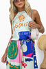 Meet Your Destiny  Satin Abstract Print Adjustable Tie Tank Top