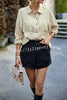 Solid Color Single Breasted Fringed Long Sleeve Shirt