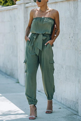 Strapless Pocket Belted Jumpsuit