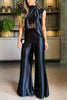 Better Stand Out Solid Color Slit Top and High Waist Pants Set