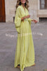 Geometric Print V Neck Long Sleeve Maxi Dress