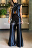 Better Stand Out Solid Color Slit Top and High Waist Pants Set
