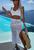 Merissa Knit Halter Tank and Hollow Out Drawstring Elastic Waist Slit Skirt Set