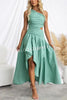Ruisa Cotton Blend One Shouder Cutout Asymmetrical High Low Maxi Dress