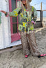 Unique Can Everywhere Patchwork Contrast Print Belted Pocketed Jacket