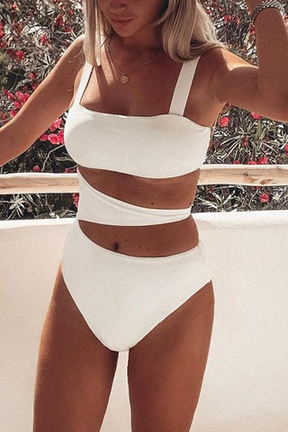 Solid Cut Out One Piece Swimwear