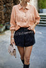 Solid Color Single Breasted Fringed Long Sleeve Shirt