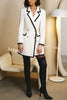 Elegance and Happiness Contrast Edging Metal Button Blazer Mini Dress