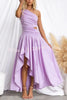 Ruisa Cotton Blend One Shouder Cutout Asymmetrical High Low Maxi Dress