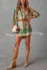 Karlowe Satin Multi Printed Button Down Shirt Mini Dress
