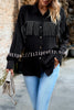 Solid Color Single Breasted Fringed Long Sleeve Shirt