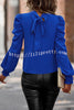 Puff Sleeve Solid Color Temperament Commuter Pleated Shirt