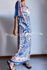 Resort Style Ethnic Print Square Neck Bell Sleeve Loose Maxi Dress