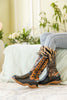 SOFFIA | TIGER PATTERN FUR CIRCUM LEATHER TIE-ACCENT BOOT