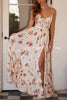 Palace Fairy Floral Corset Ruffle Layered Slit Maxi Dress