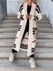 Ladies Long Cardigan Striped Knit Sweater