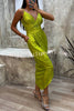 Party Seeker Sequin Pocketed Drape Slit Midi Dress